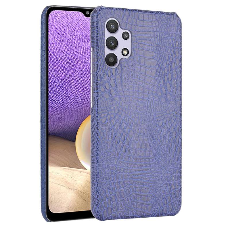 For Samsung Galaxy A32 4G European version Shockproof Crocodile Texture PC + PU Case(White)