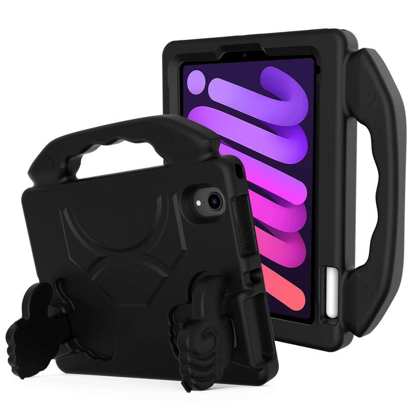 For iPad mini 6 / mini 2024 Children EVA Shockproof Tablet Case with Thumb Bracket(Black)