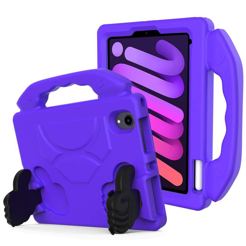 For iPad mini 6 / mini 2024 Children EVA Shockproof Tablet Case with Thumb Bracket(Black)