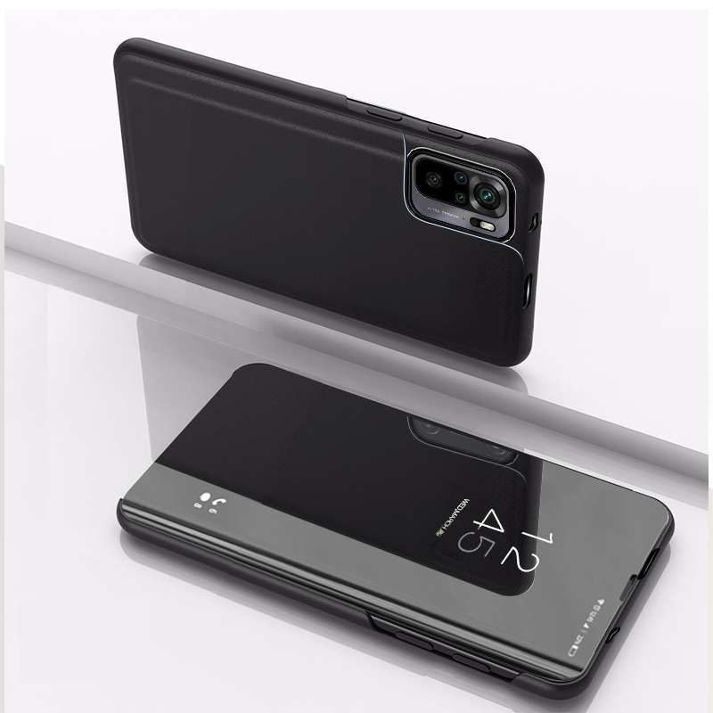 For Xiaomi Redmi Note 10 5G Plated Mirror Horizontal Flip Leather Case with Holder(Silver)