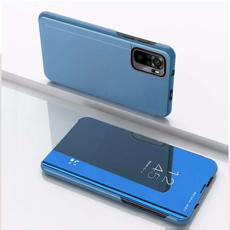 For Xiaomi Redmi Note 10 5G Plated Mirror Horizontal Flip Leather Case with Holder(Silver)