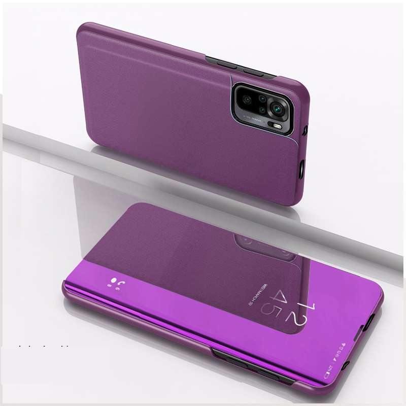 For Xiaomi Redmi Note 10 5G Plated Mirror Horizontal Flip Leather Case with Holder(Silver)
