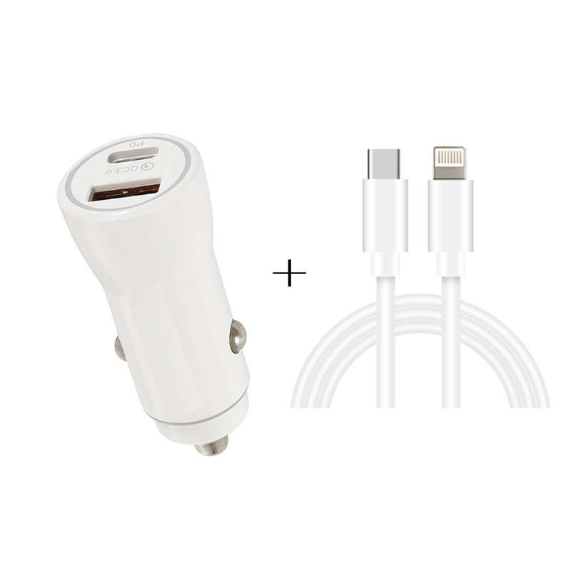 P21 PD 20W USB-C / Type-C + QC3.0 18W USB Fast Car Charger with USB-C / Type-C to 8 Pin Data Cable S