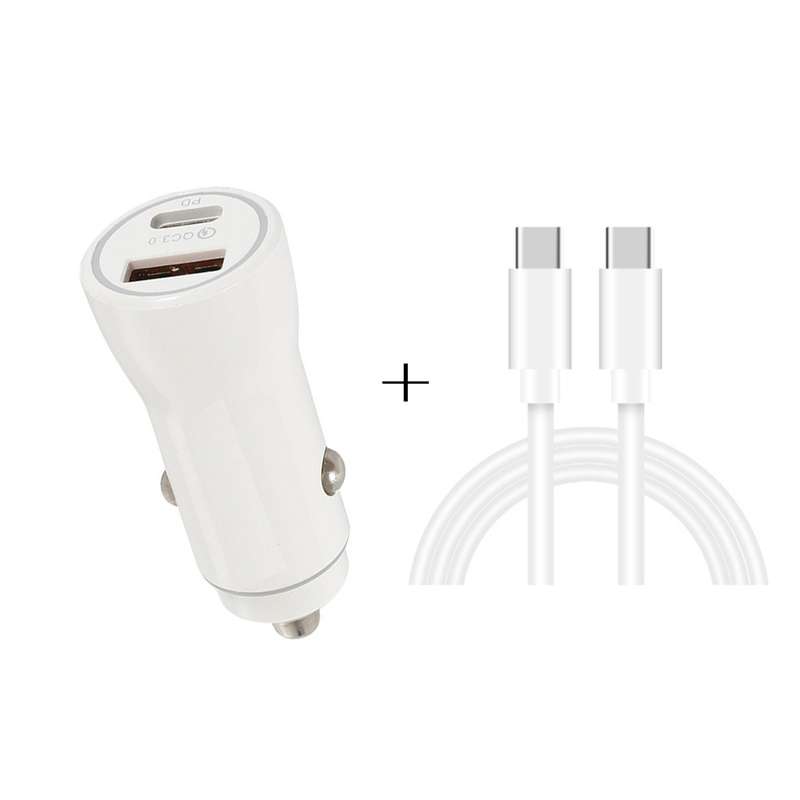P21 PD 20W USB-C / Type-C + QC3.0 18W USB Fast Car Charger with USB-C / Type-C to USB-C / Type-C Dat