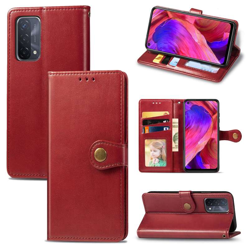 For OPPO A93 5G / A74 5G Solid Color Leather Buckle Phone Case with Lanyard & Photo Frame & Card Slo