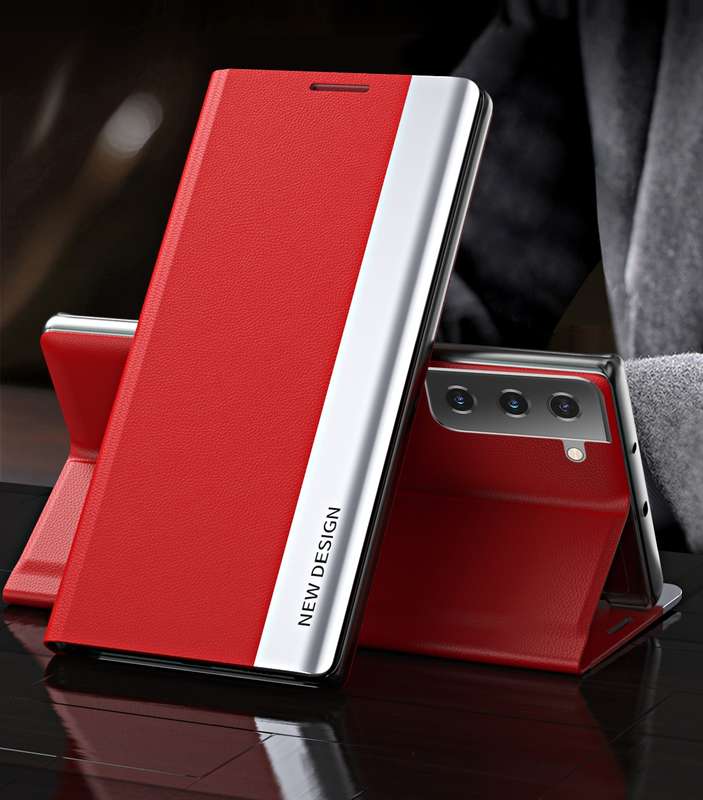 For Samsung Galaxy S21 5G Side Electroplated Magnetic Ultra-Thin Horizontal Flip Leather Case with H