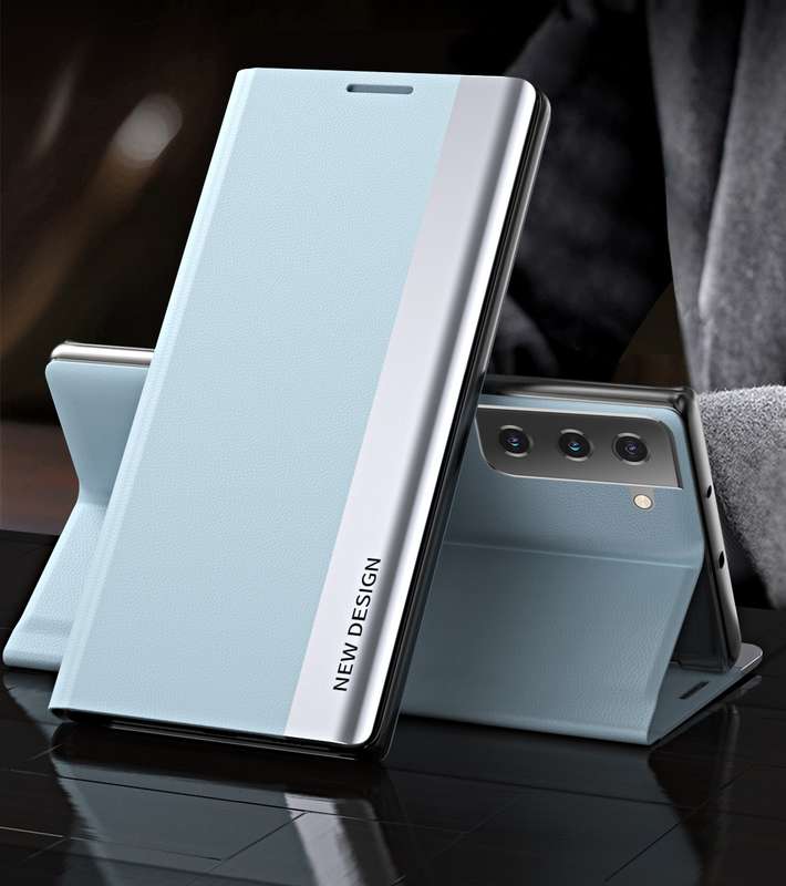 For Samsung Galaxy S21 5G Side Electroplated Magnetic Ultra-Thin Horizontal Flip Leather Case with H