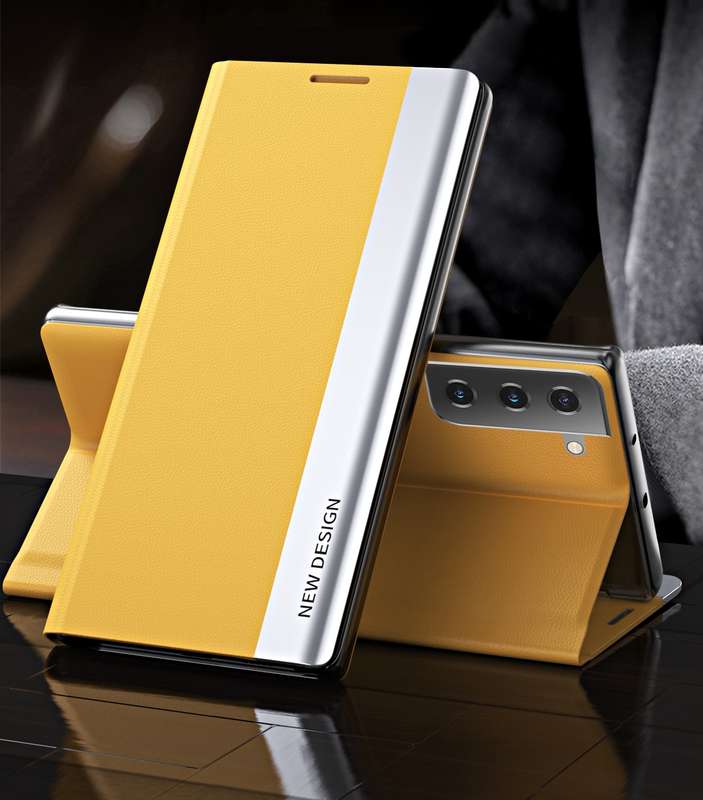 For Samsung Galaxy S21 5G Side Electroplated Magnetic Ultra-Thin Horizontal Flip Leather Case with H