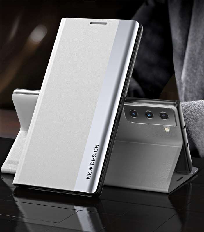 For Samsung Galaxy S21+ 5G Side Electroplated Magnetic Ultra-Thin Horizontal Flip Leather Case with