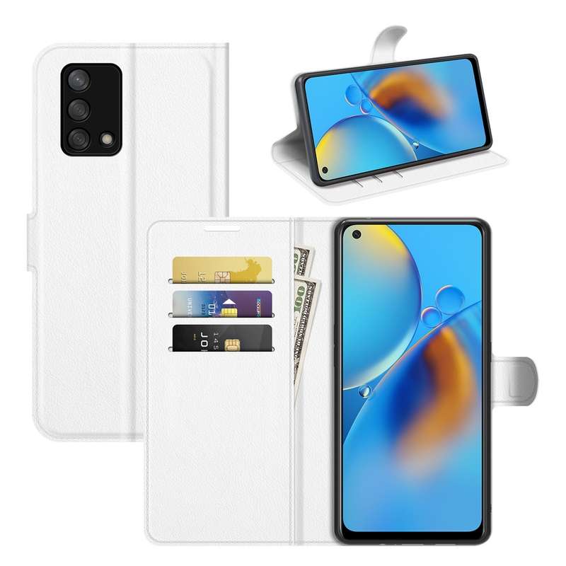 For OPPO F19 / A74 4G Litchi Texture Horizontal Flip Protective Case with Holder & Card Slots & Wall