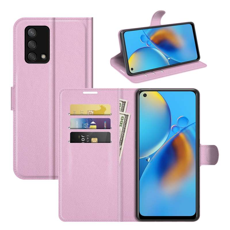 For OPPO F19 / A74 4G Litchi Texture Horizontal Flip Protective Case with Holder & Card Slots & Wall