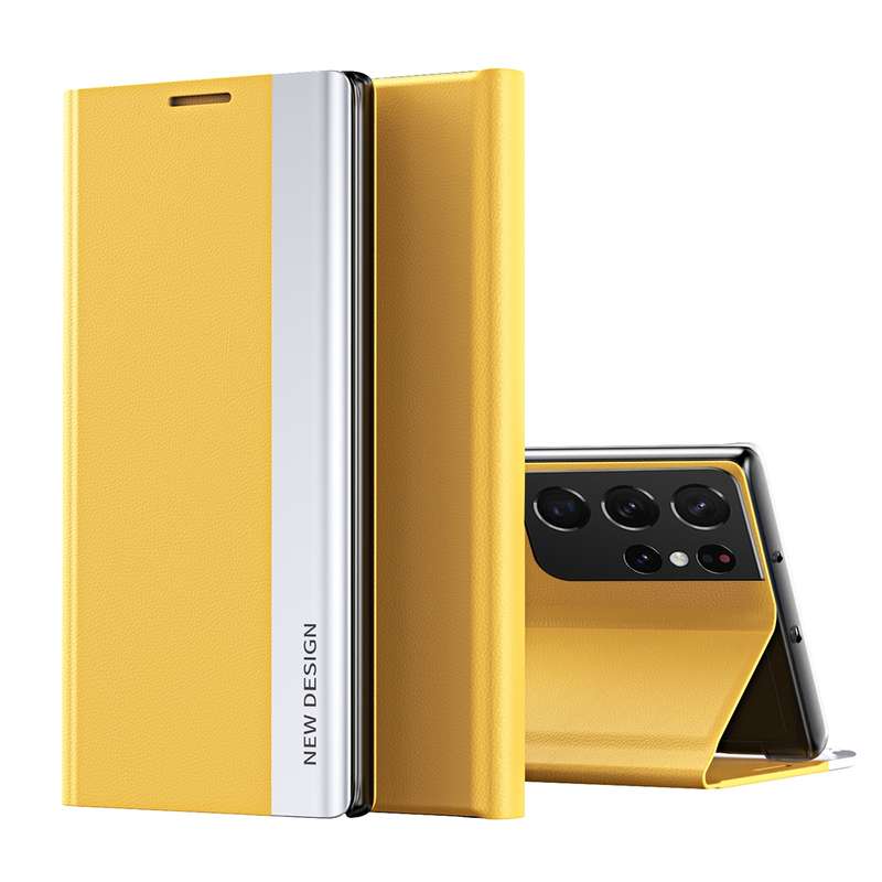 For Samsung Galaxy S20 Ultra Side Electroplated Magnetic Ultra-Thin Horizontal Flip Leather Case wit