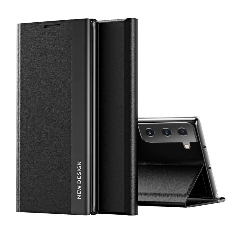 For Samsung Galaxy S21 FE Side Electroplated Magnetic Ultra-Thin Horizontal Flip Leather Case with H