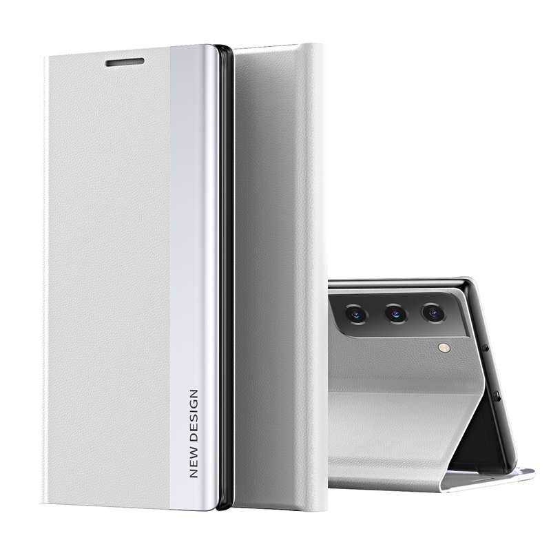 For Samsung Galaxy S21 FE Side Electroplated Magnetic Ultra-Thin Horizontal Flip Leather Case with H