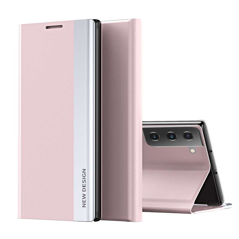 For Samsung Galaxy S21 FE Side Electroplated Magnetic Ultra-Thin Horizontal Flip Leather Case with H