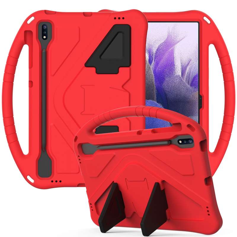 For Samsung Galaxy S7 FE T730 / T736 EVA Flat Anti Falling Protective Case Shell with Holder(Red)