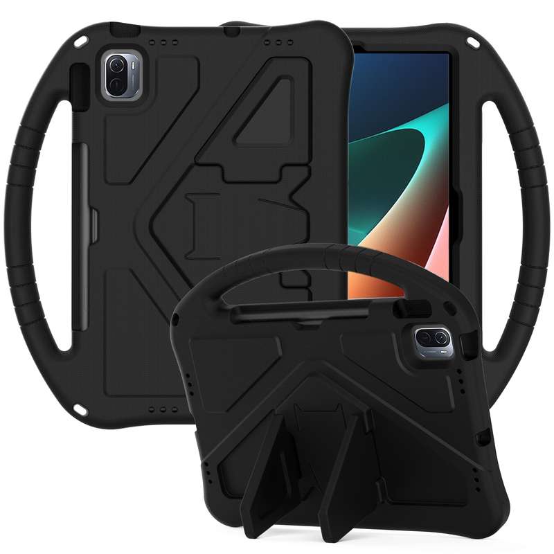 For Xiaomi Pad 5 / Pad 5 Pro 2021 EVA Flat Anti Falling Protective Case Shell with Holder(Black)