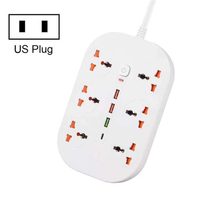 T21 PD3.0 + QC3.0 Multi Hole Row Plug 3000W High Power Socket, US Plug(Black)