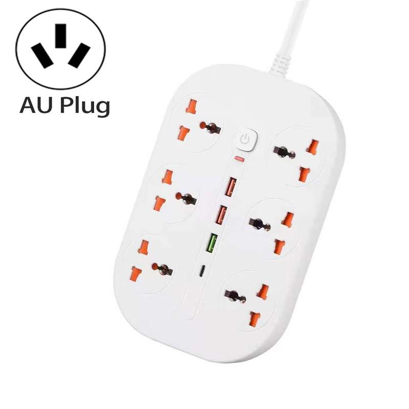 T21 PD3.0 + QC3.0 Multi-Hole Socket Plug 3000W High Power Socket, AU Plug(Black)