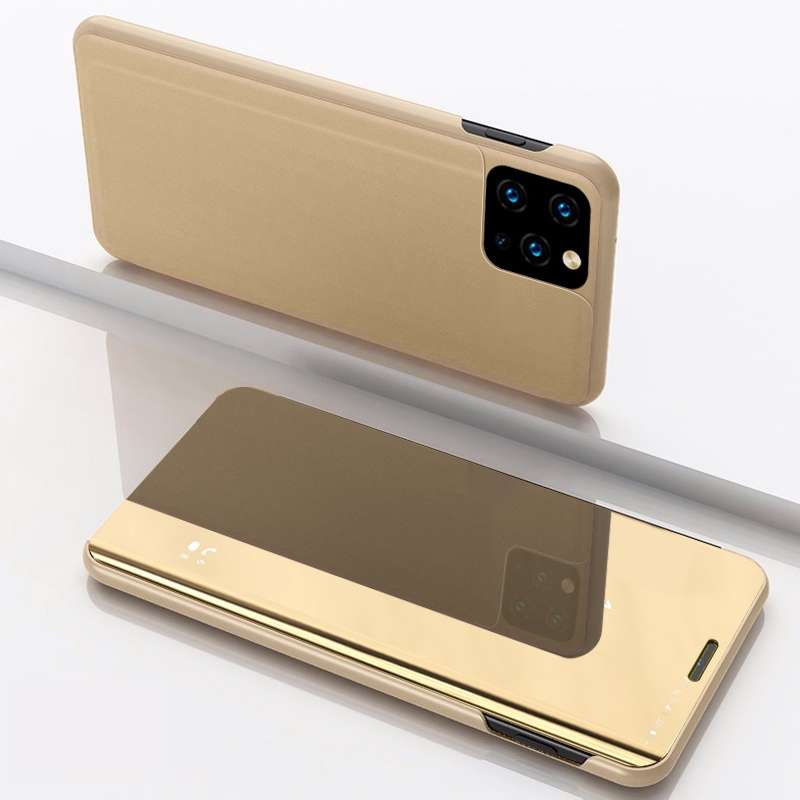 For Samsung Galaxy A22 5G Plated Mirror Horizontal Flip Leather Case with Holder(Black)