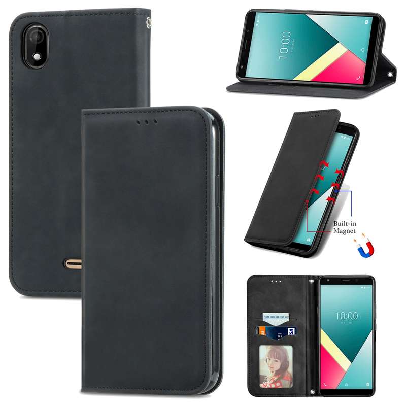 For Wiko Y61 Retro Skin Feel Business Magnetic Horizontal Flip Leather Case with Holder & Card Slots