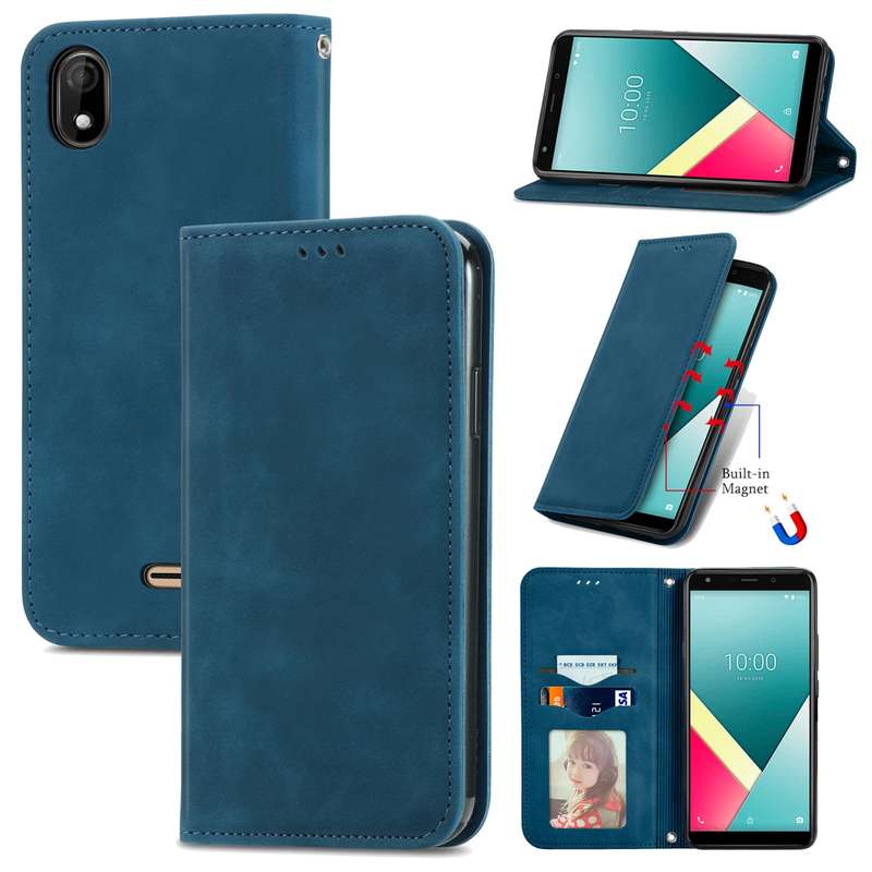 For Wiko Y61 Retro Skin Feel Business Magnetic Horizontal Flip Leather Case with Holder & Card Slots