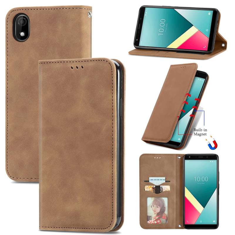 For Wiko Y61 Retro Skin Feel Business Magnetic Horizontal Flip Leather Case with Holder & Card Slots