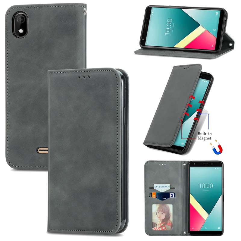 For Wiko Y61 Retro Skin Feel Business Magnetic Horizontal Flip Leather Case with Holder & Card Slots