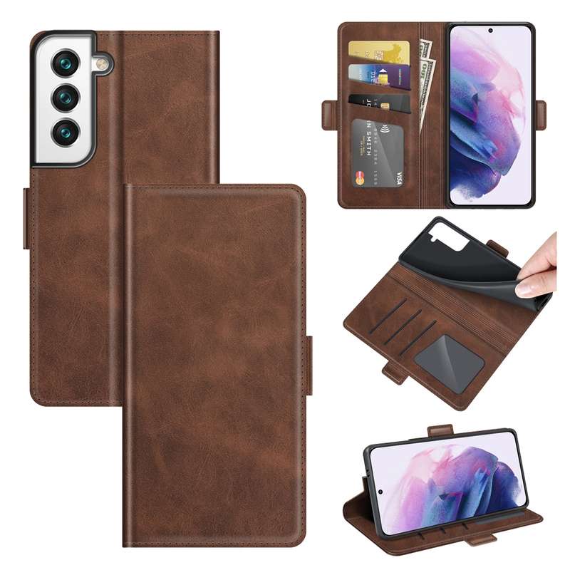 For Samsung Galaxy S22 5G Dual-side Magnetic Buckle Horizontal Flip Leather Case with Holder & Card