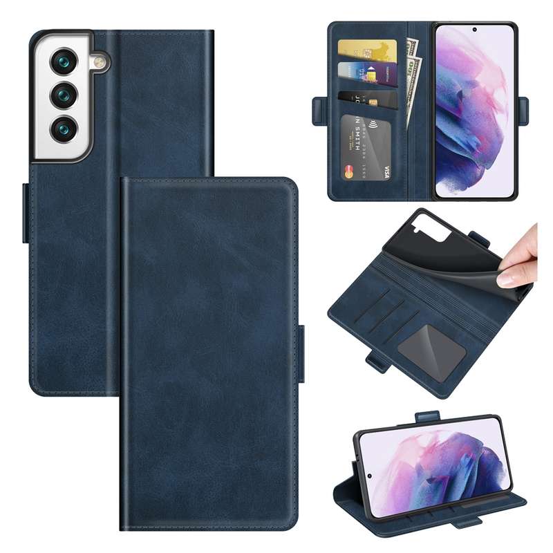 For Samsung Galaxy S22 5G Dual-side Magnetic Buckle Horizontal Flip Leather Case with Holder & Card