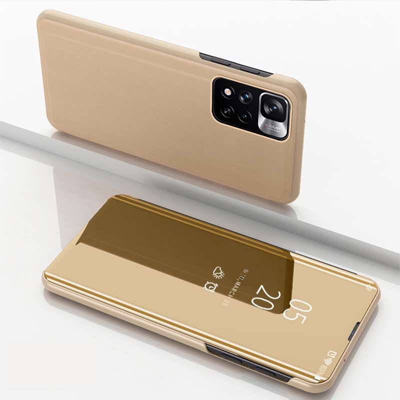 For Xiaomi Redmi Note 11 Plated Mirror Horizontal Flip Leather Case with Holder(Black)