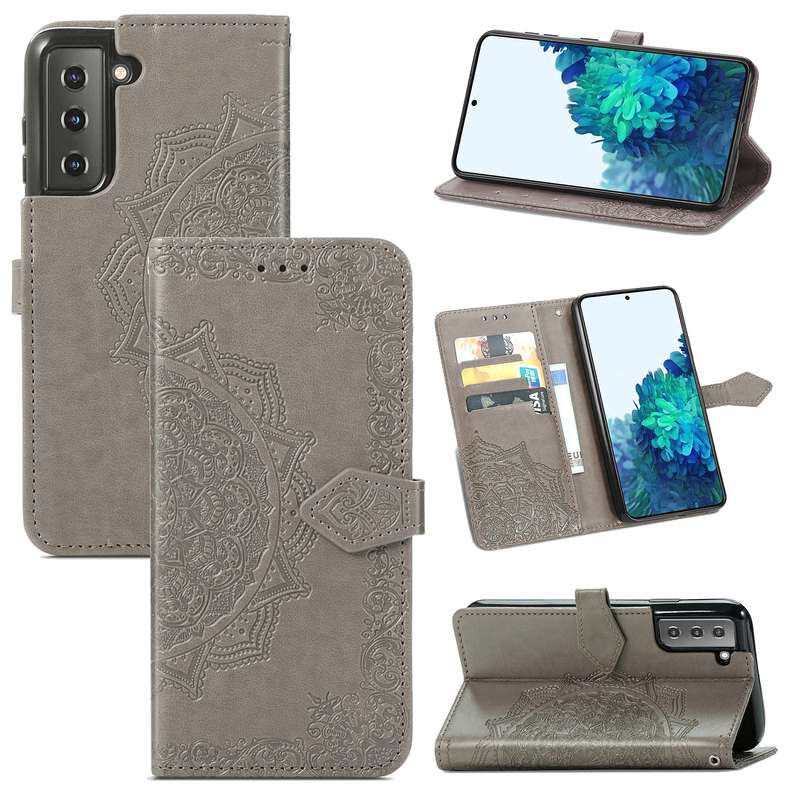 For Samsung Galaxy S22 5G Mandala Flower Embossed Horizontal Flip Leather Case with Holder & Card Sl