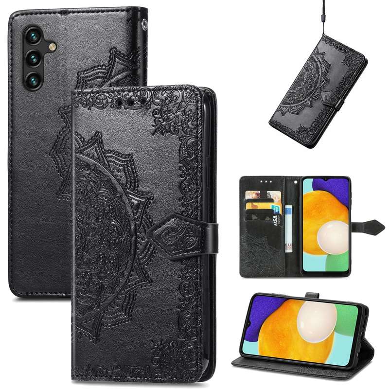 For Samsung Galaxy A13 5G Mandala Flower Embossed Horizontal Flip Leather Case with Holder & Card Sl