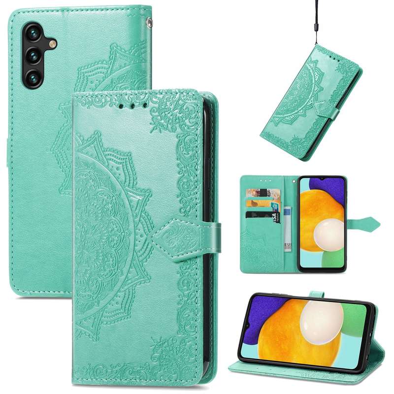 For Samsung Galaxy A13 5G Mandala Flower Embossed Horizontal Flip Leather Case with Holder & Card Sl