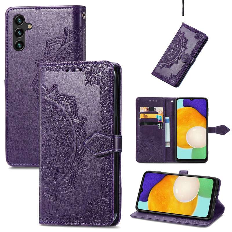 For Samsung Galaxy A13 5G Mandala Flower Embossed Horizontal Flip Leather Case with Holder & Card Sl