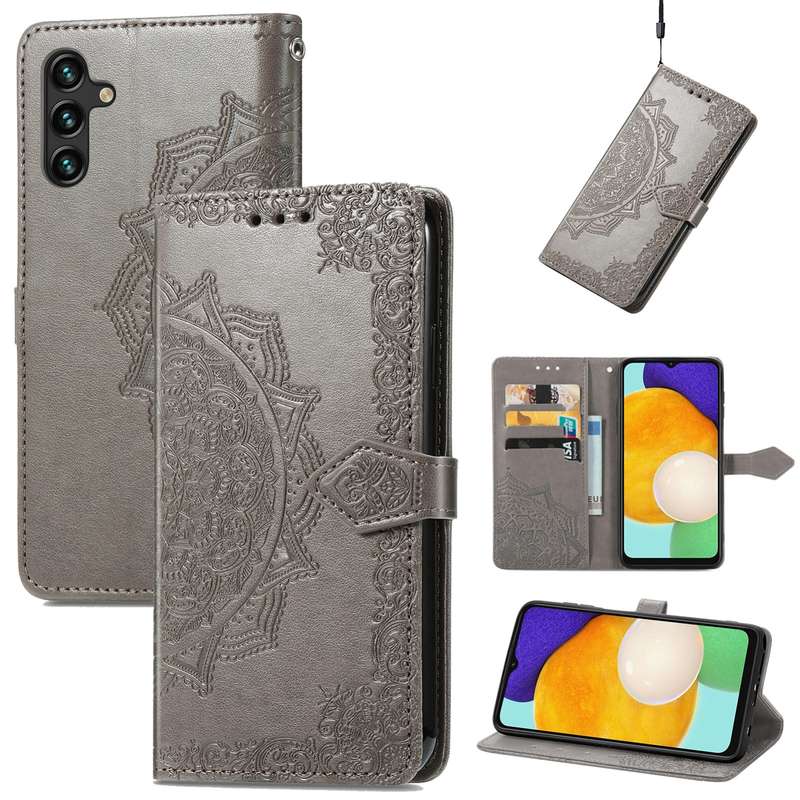 For Samsung Galaxy A13 5G Mandala Flower Embossed Horizontal Flip Leather Case with Holder & Card Sl