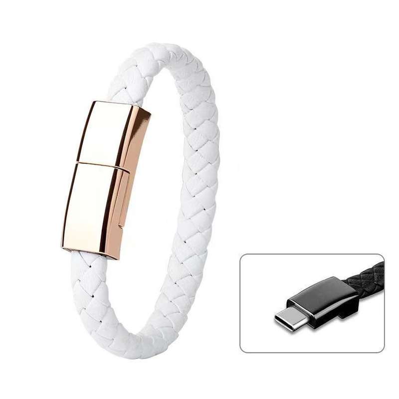 XJ-72 20cm USB to USB-C / Type-C Bracelet Charging Data Cable(Black)