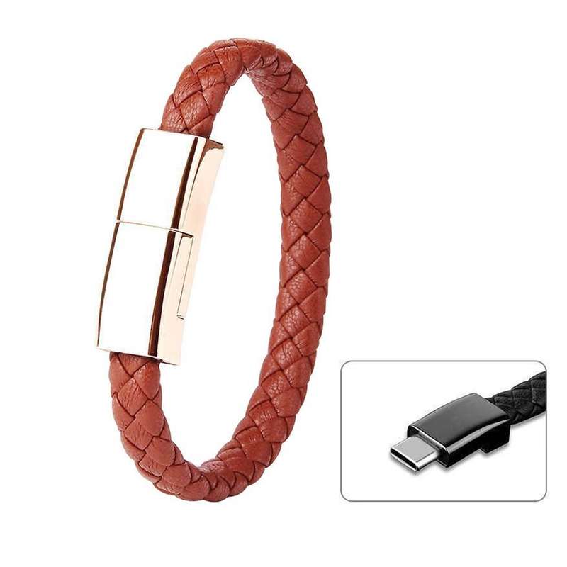 XJ-72 20cm USB to USB-C / Type-C Bracelet Charging Data Cable(Black)