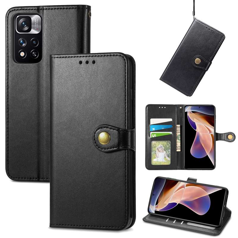 For Xiaomi Redmi Note 11 Pro / 11 Pro+ Retro Solid Color Buckle Leather Phone Case(Green)