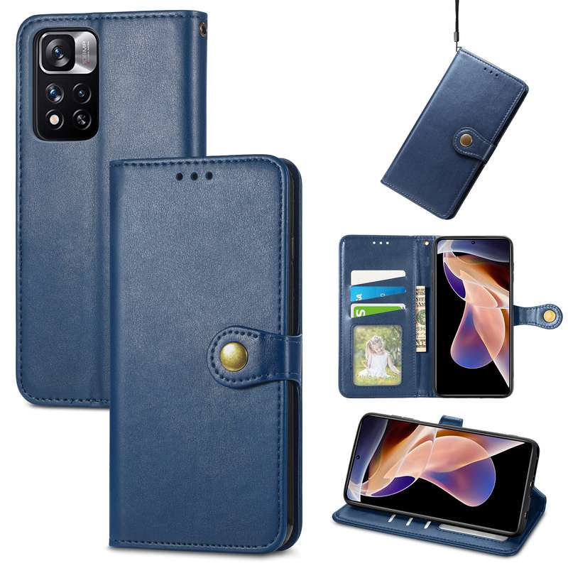 For Xiaomi Redmi Note 11 Pro / 11 Pro+ Retro Solid Color Buckle Leather Phone Case(Green)