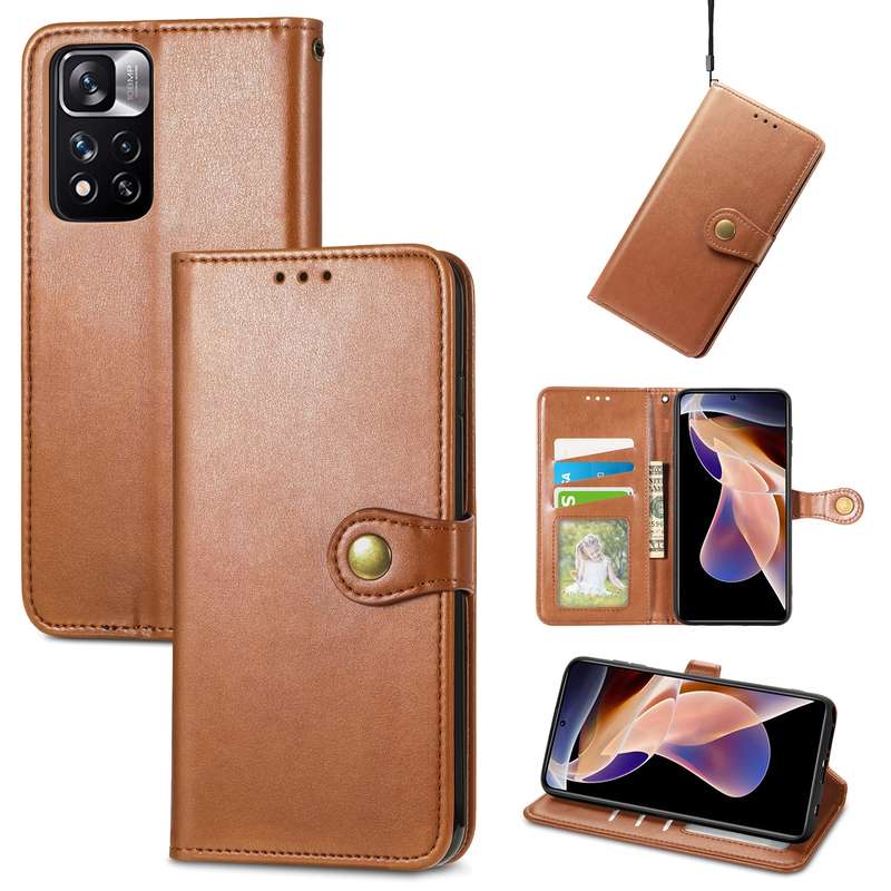 For Xiaomi Redmi Note 11 Pro / 11 Pro+ Retro Solid Color Buckle Leather Phone Case(Green)