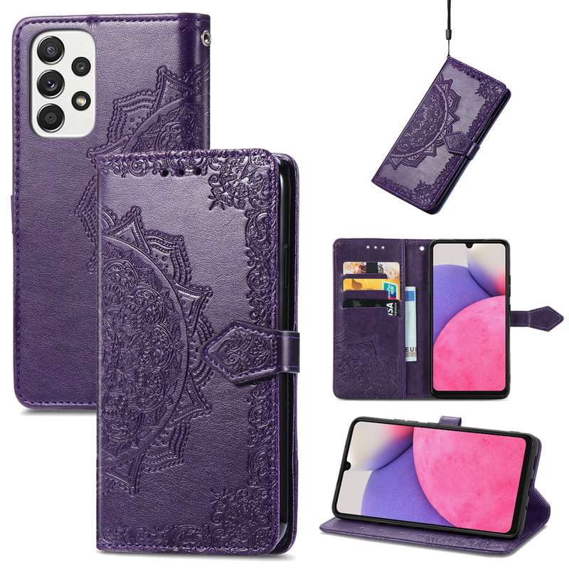 For Samsung Galaxy A33 5G Mandala Flower Embossed Leather Case(Rose Gold)