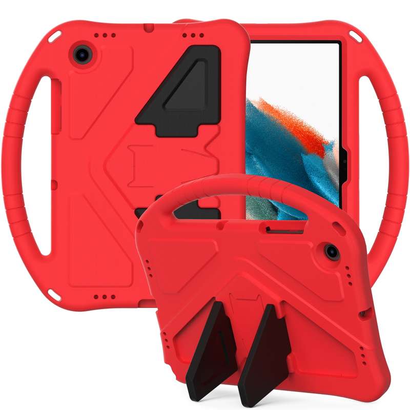 For Samsung Galaxy Tab A8 10.5 2021 X200 / X205 EVA Shockproof Tablet Case with Holder(RoseRed)