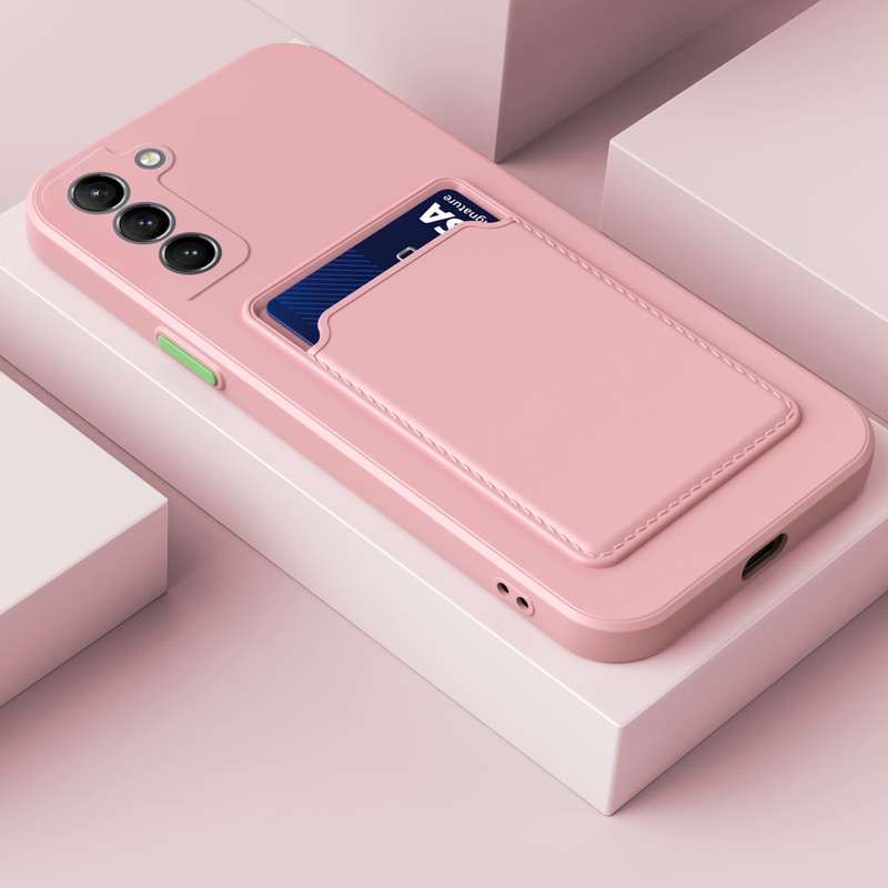 For Samsung Galaxy S22 5G Skin Feel Card Contrast Color Button TPU Phone Case(Purple)