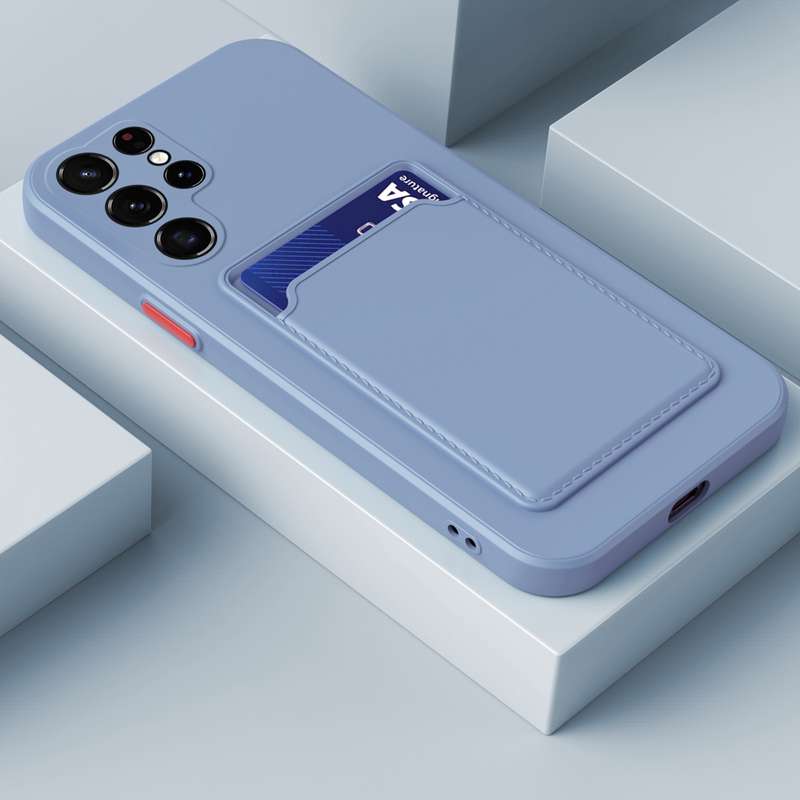 For Samsung Galaxy S22 Ultra 5G Skin Feel Card Contrast Color Button TPU Phone Case(White)