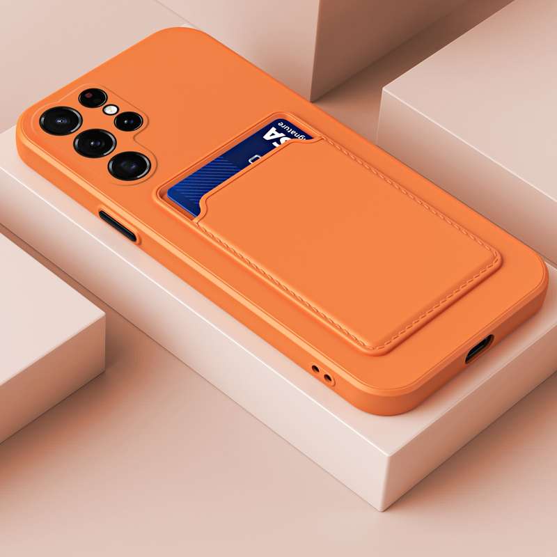 For Samsung Galaxy S22 Ultra 5G Skin Feel Card Contrast Color Button TPU Phone Case(White)