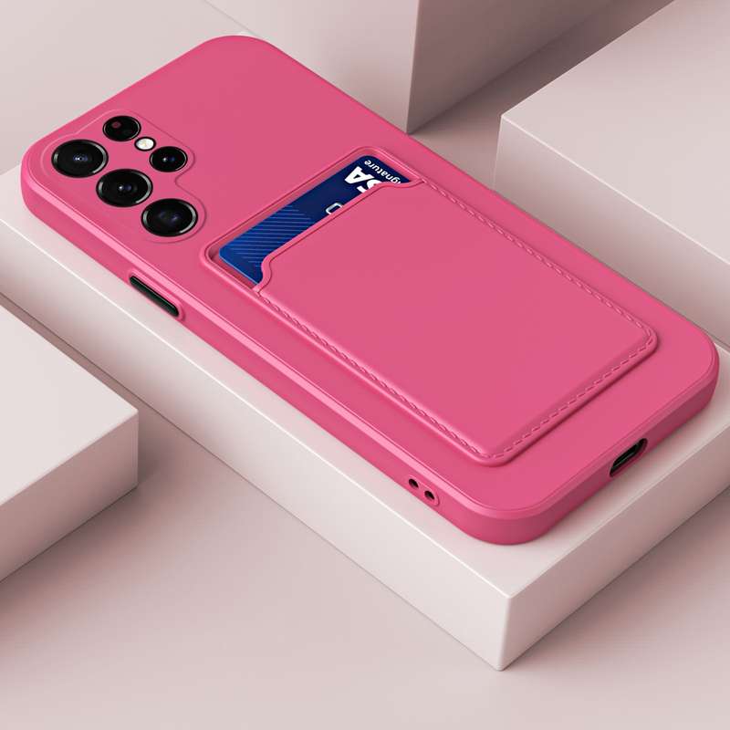 For Samsung Galaxy S22 Ultra 5G Skin Feel Card Contrast Color Button TPU Phone Case(White)
