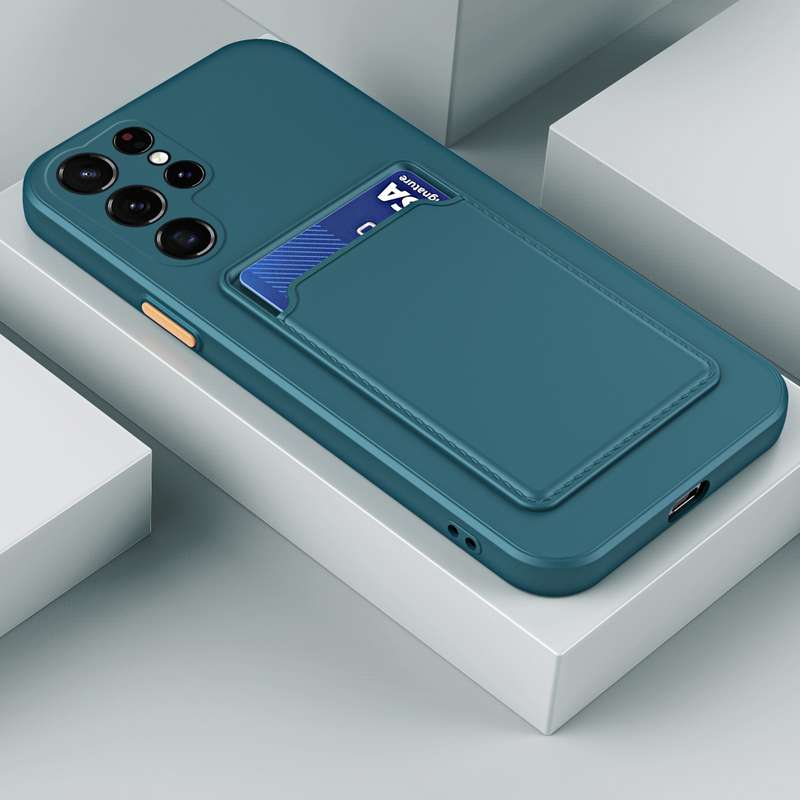 For Samsung Galaxy S22 Ultra 5G Skin Feel Card Contrast Color Button TPU Phone Case(White)
