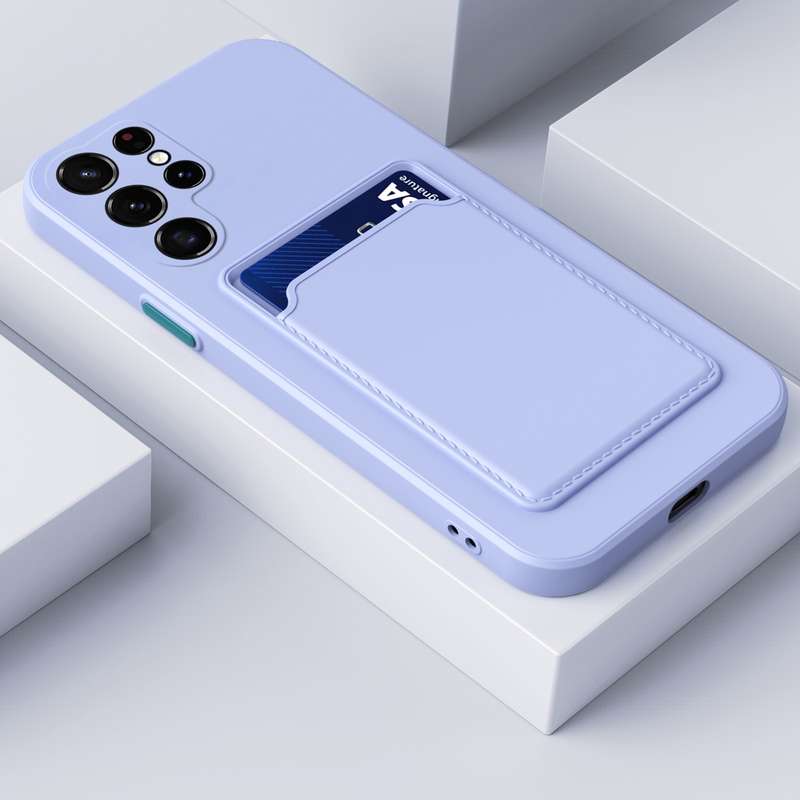 For Samsung Galaxy S22 Ultra 5G Skin Feel Card Contrast Color Button TPU Phone Case(White)