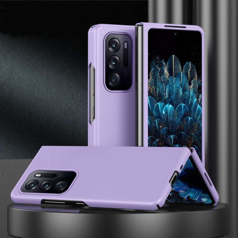 For OPPO Find N Folding Skin Scrub Plain Leather Phone Case(Black)
